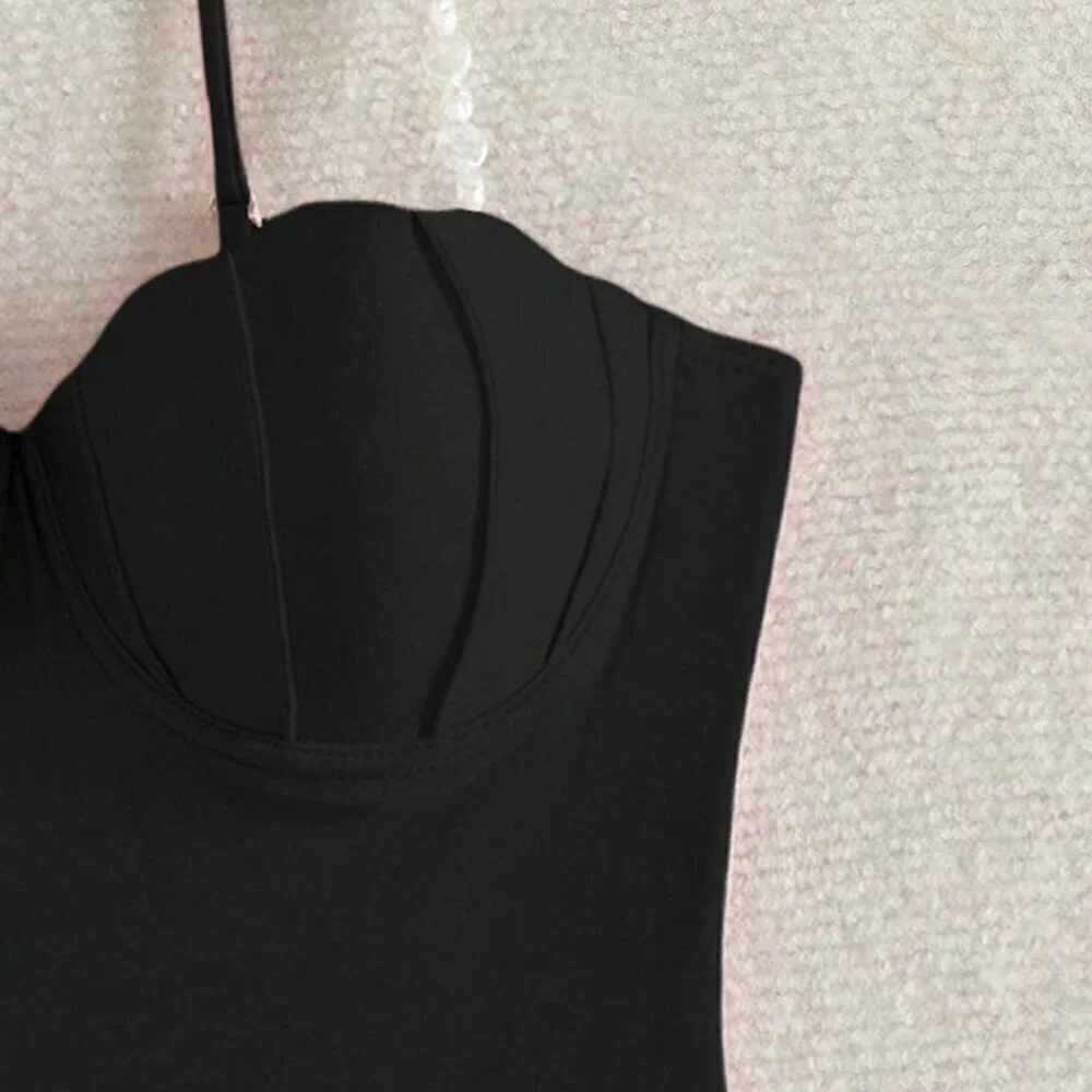 Black Cute Women's Iridescent Faux Pearl Decorated One-Piece Swimsuit